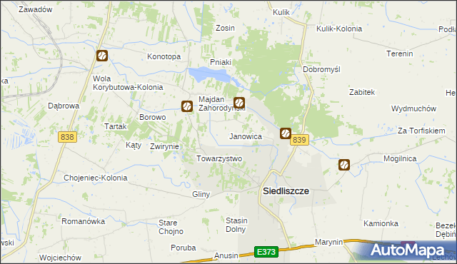 mapa Janowica gmina Siedliszcze, Janowica gmina Siedliszcze na mapie Targeo