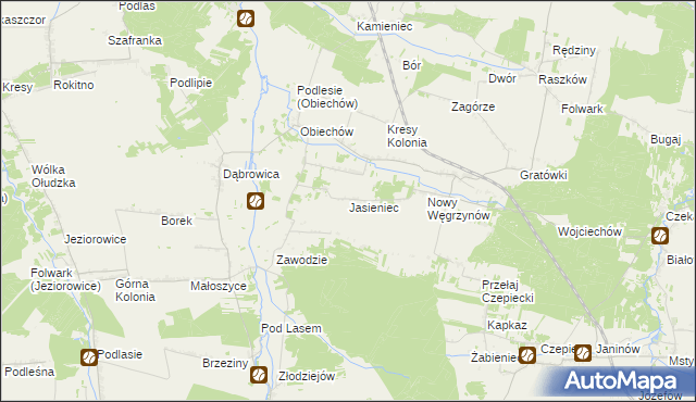 mapa Jasieniec gmina Słupia, Jasieniec gmina Słupia na mapie Targeo