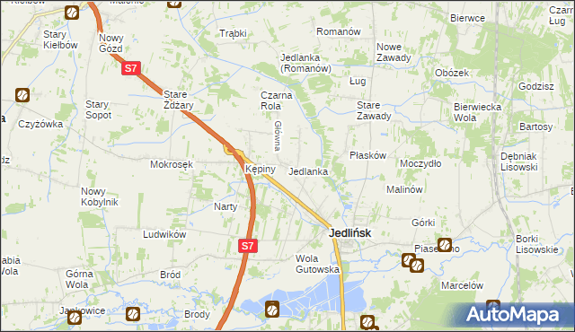 mapa Jedlanka gmina Jedlińsk, Jedlanka gmina Jedlińsk na mapie Targeo