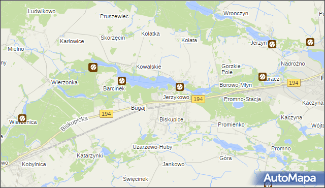 mapa Jerzykowo gmina Pobiedziska, Jerzykowo gmina Pobiedziska na mapie Targeo