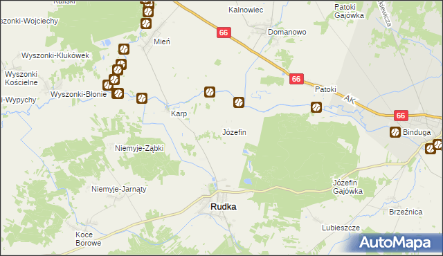 mapa Józefin gmina Rudka, Józefin gmina Rudka na mapie Targeo
