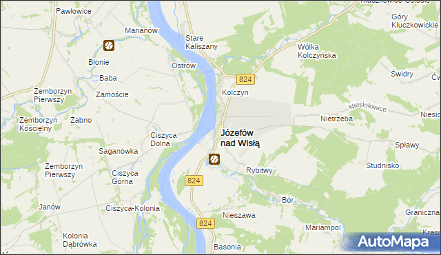 mapa Józefów nad Wisłą, Józefów nad Wisłą na mapie Targeo