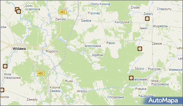 mapa Józefów Widawski, Józefów Widawski na mapie Targeo