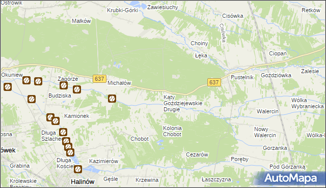 mapa Kąty Goździejewskie Drugie, Kąty Goździejewskie Drugie na mapie Targeo