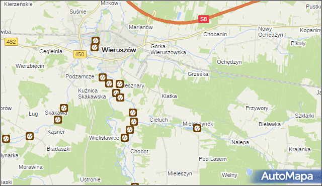 mapa Klatka gmina Wieruszów, Klatka gmina Wieruszów na mapie Targeo