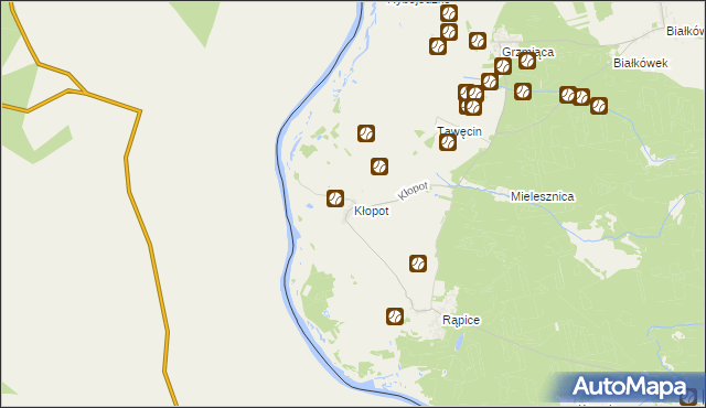 mapa Kłopot gmina Cybinka, Kłopot gmina Cybinka na mapie Targeo