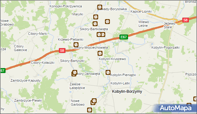 mapa Kobylin-Kruszewo, Kobylin-Kruszewo na mapie Targeo