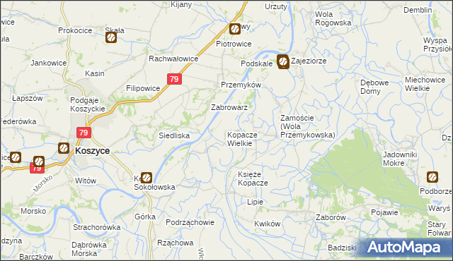 mapa Kopacze Wielkie, Kopacze Wielkie na mapie Targeo