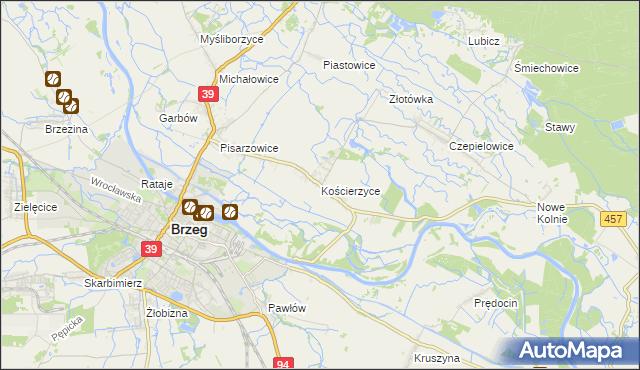 mapa Kościerzyce, Kościerzyce na mapie Targeo