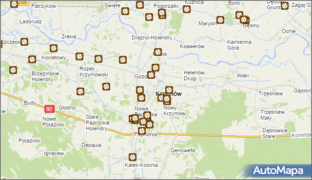 mapa Krzymów powiat koniński, Krzymów powiat koniński na mapie Targeo