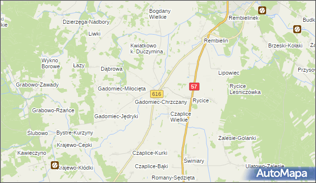 mapa Krzynowłoga Wielka, Krzynowłoga Wielka na mapie Targeo