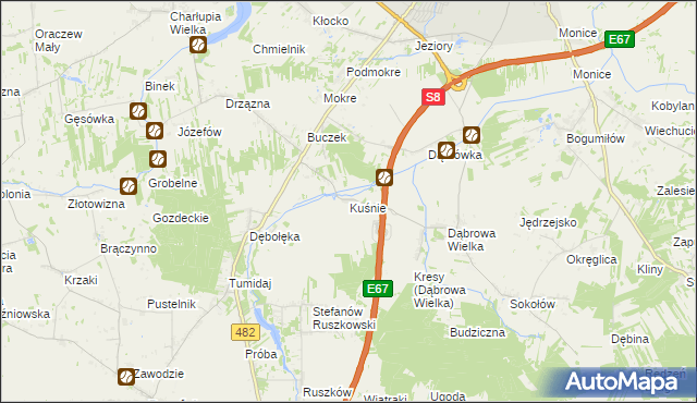 mapa Kuśnie, Kuśnie na mapie Targeo