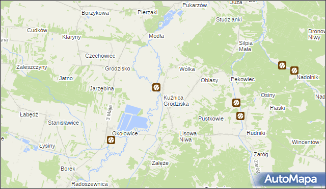 mapa Kuźnica Grodziska, Kuźnica Grodziska na mapie Targeo