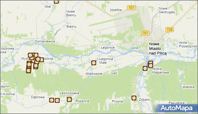 mapa Łęgonice Małe, Łęgonice Małe na mapie Targeo