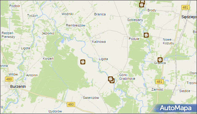 mapa Ligota gmina Widawa, Ligota gmina Widawa na mapie Targeo