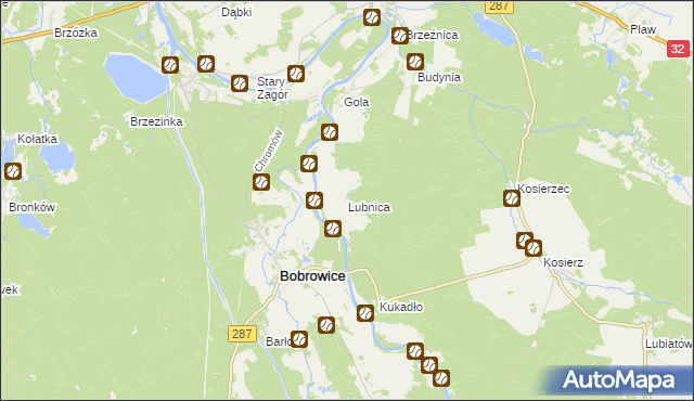 mapa Lubnica gmina Bobrowice, Lubnica gmina Bobrowice na mapie Targeo