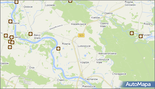 mapa Luboszyce gmina Jemielno, Luboszyce gmina Jemielno na mapie Targeo
