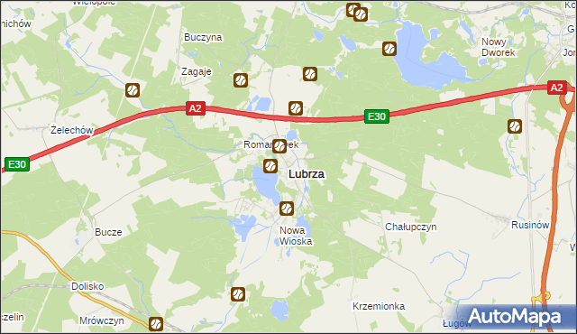 mapa Lubrza powiat świebodziński, Lubrza powiat świebodziński na mapie Targeo