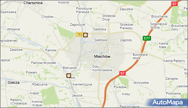 mapa Miechów, Miechów na mapie Targeo