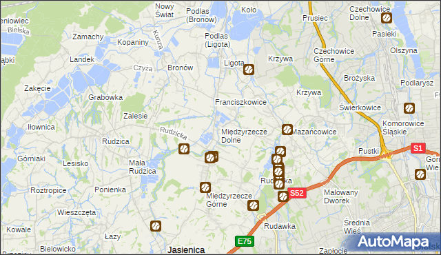 mapa Międzyrzecze Dolne, Międzyrzecze Dolne na mapie Targeo