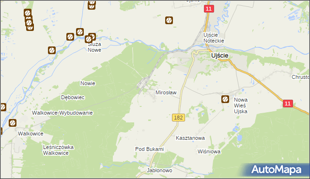 mapa Mirosław gmina Ujście, Mirosław gmina Ujście na mapie Targeo