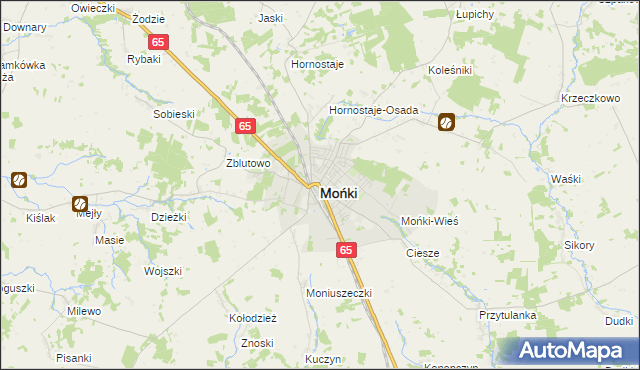 mapa Mońki, Mońki na mapie Targeo