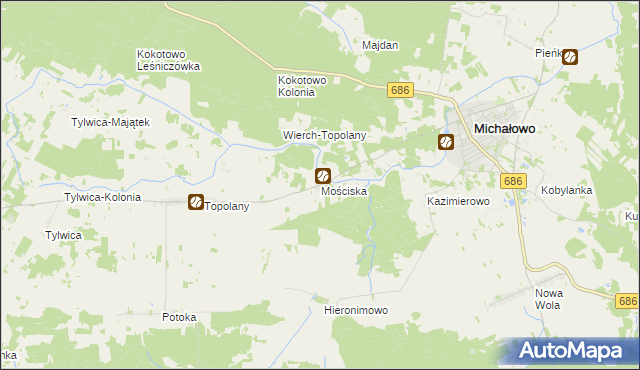 mapa Mościska gmina Michałowo, Mościska gmina Michałowo na mapie Targeo