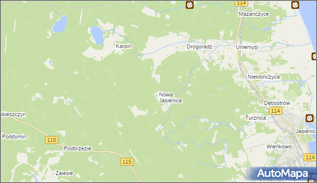 mapa Nowa Jasienica, Nowa Jasienica na mapie Targeo