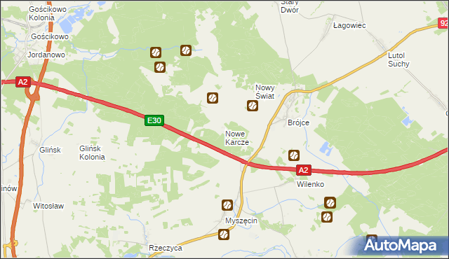 mapa Nowe Karcze, Nowe Karcze na mapie Targeo
