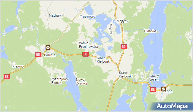 mapa Nowe Kiełbonki, Nowe Kiełbonki na mapie Targeo