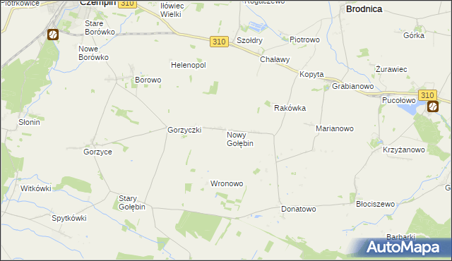 mapa Nowy Gołębin, Nowy Gołębin na mapie Targeo