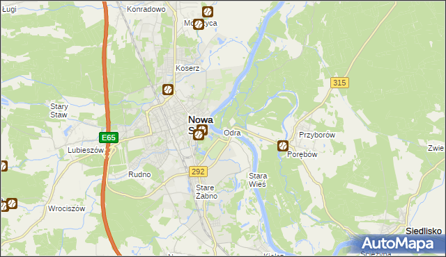 mapa Odra gmina Nowa Sól, Odra gmina Nowa Sól na mapie Targeo