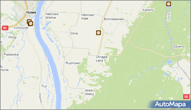 mapa Okrągła Łąka, Okrągła Łąka na mapie Targeo