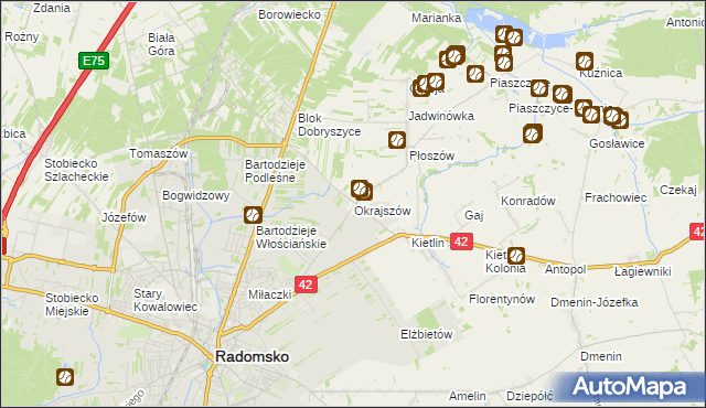 mapa Okrajszów, Okrajszów na mapie Targeo