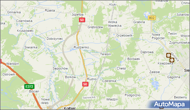 mapa Oleksin gmina Kołbiel, Oleksin gmina Kołbiel na mapie Targeo