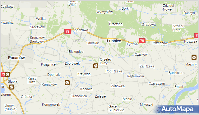 mapa Orzelec Duży, Orzelec Duży na mapie Targeo