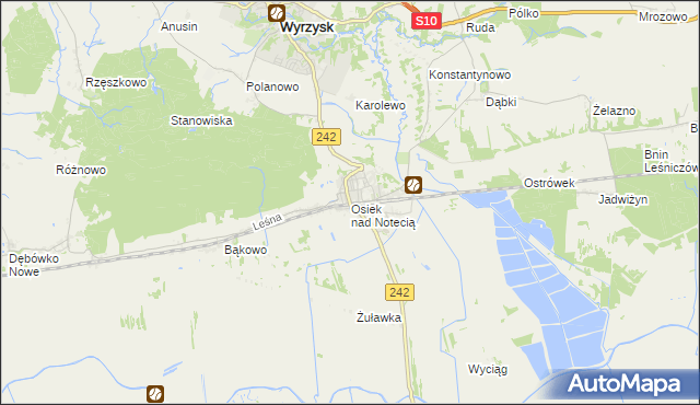 mapa Osiek nad Notecią, Osiek nad Notecią na mapie Targeo