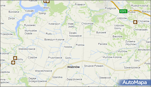 mapa Piotrów gmina Waśniów, Piotrów gmina Waśniów na mapie Targeo
