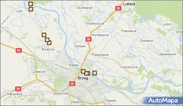 mapa Pisarzowice gmina Lubsza, Pisarzowice gmina Lubsza na mapie Targeo