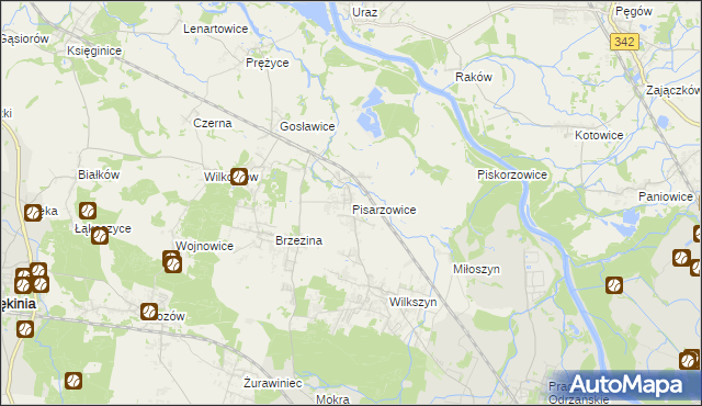 mapa Pisarzowice gmina Miękinia, Pisarzowice gmina Miękinia na mapie Targeo