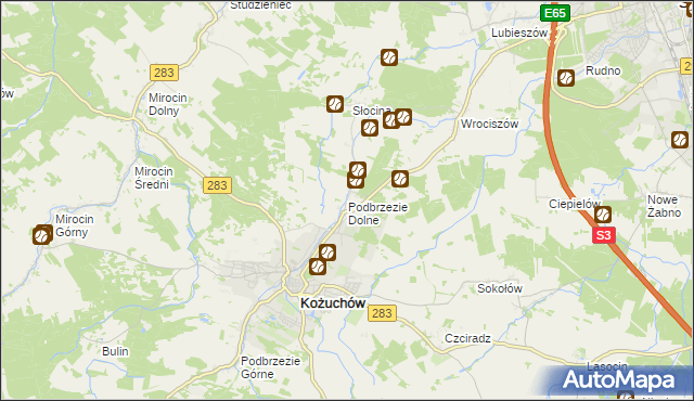 mapa Podbrzezie Dolne, Podbrzezie Dolne na mapie Targeo