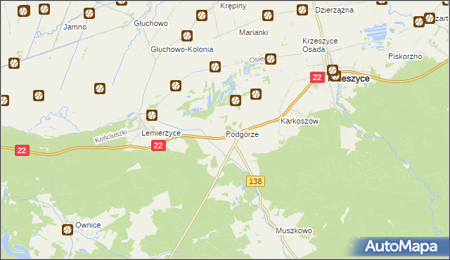 mapa Podgórze gmina Słońsk, Podgórze gmina Słońsk na mapie Targeo