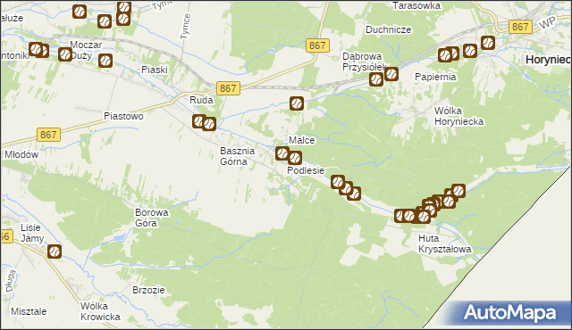 mapa Podlesie gmina Lubaczów, Podlesie gmina Lubaczów na mapie Targeo