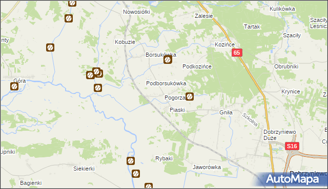 mapa Pogorzałki gmina Dobrzyniewo Duże, Pogorzałki gmina Dobrzyniewo Duże na mapie Targeo