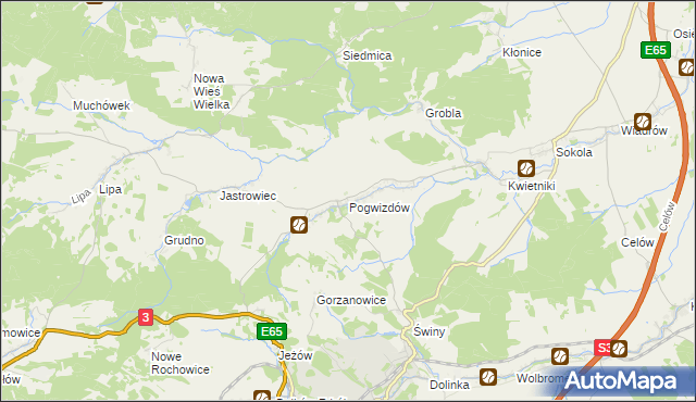 mapa Pogwizdów gmina Paszowice, Pogwizdów gmina Paszowice na mapie Targeo