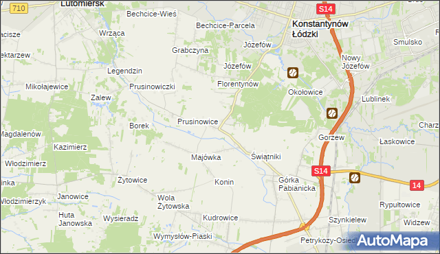 mapa Porszewice, Porszewice na mapie Targeo