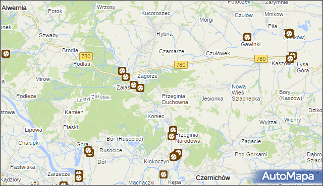 mapa Przeginia Duchowna, Przeginia Duchowna na mapie Targeo