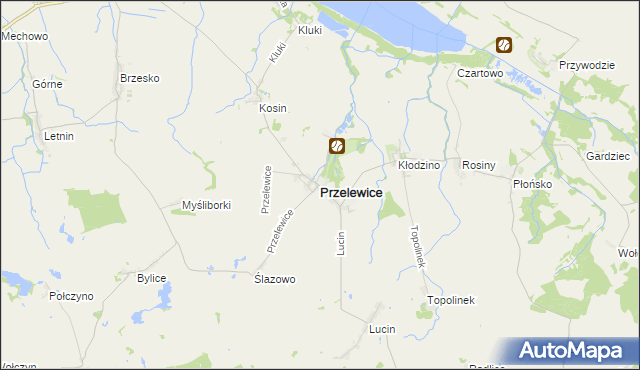 mapa Przelewice powiat pyrzycki, Przelewice powiat pyrzycki na mapie Targeo