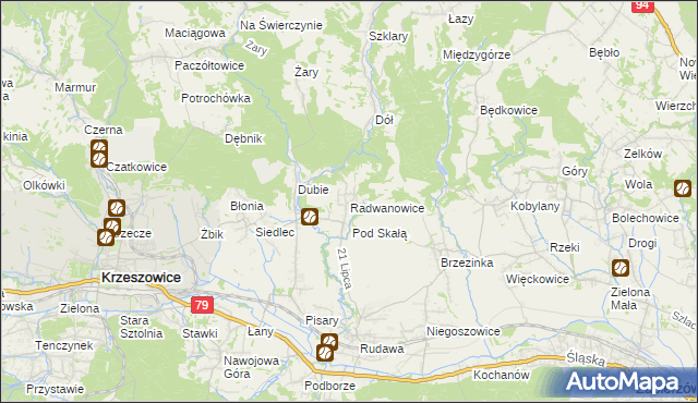 mapa Radwanowice, Radwanowice na mapie Targeo