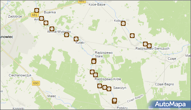 mapa Radziszewo-Sobiechowo, Radziszewo-Sobiechowo na mapie Targeo
